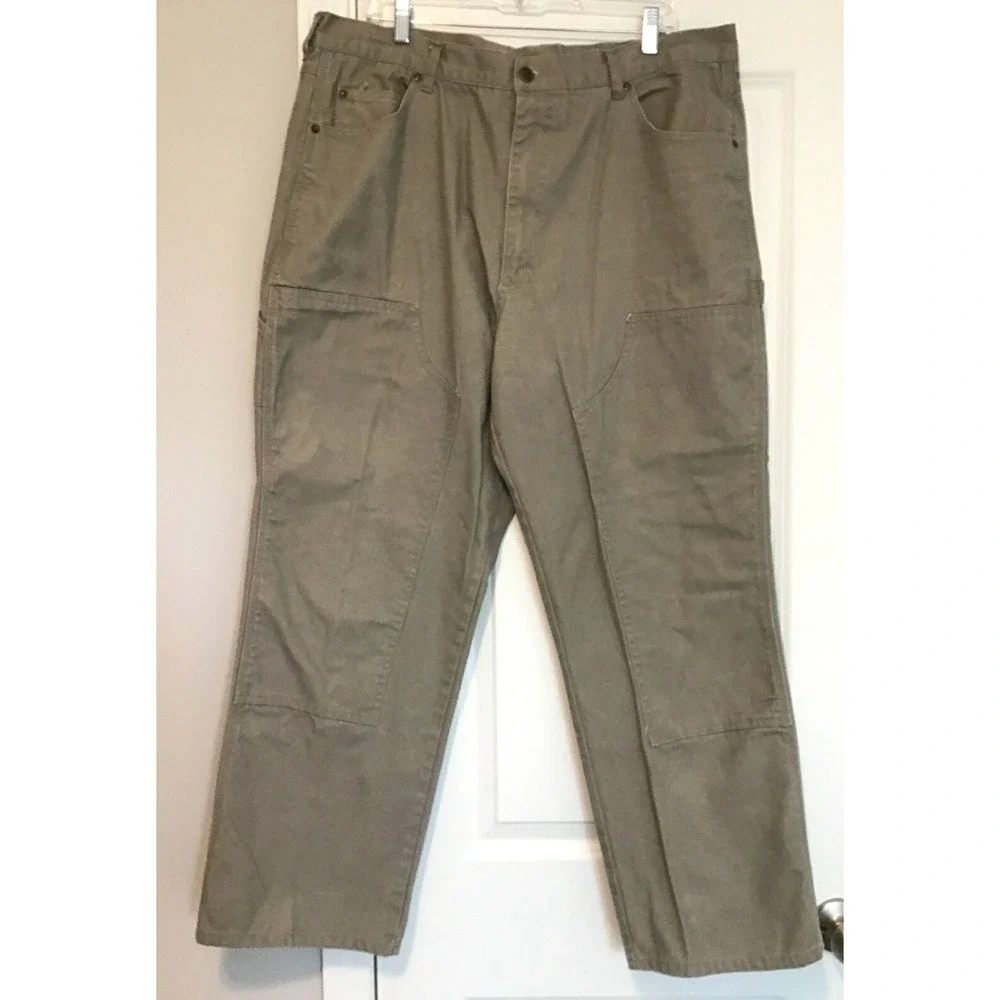 Cargo Carpenter Pants Men's 40x30 Workwear Khaki Double Knee Trousers Bear River